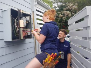 Sparky Nearby's Electrician Claire Walsh Upgrading the switchboard
